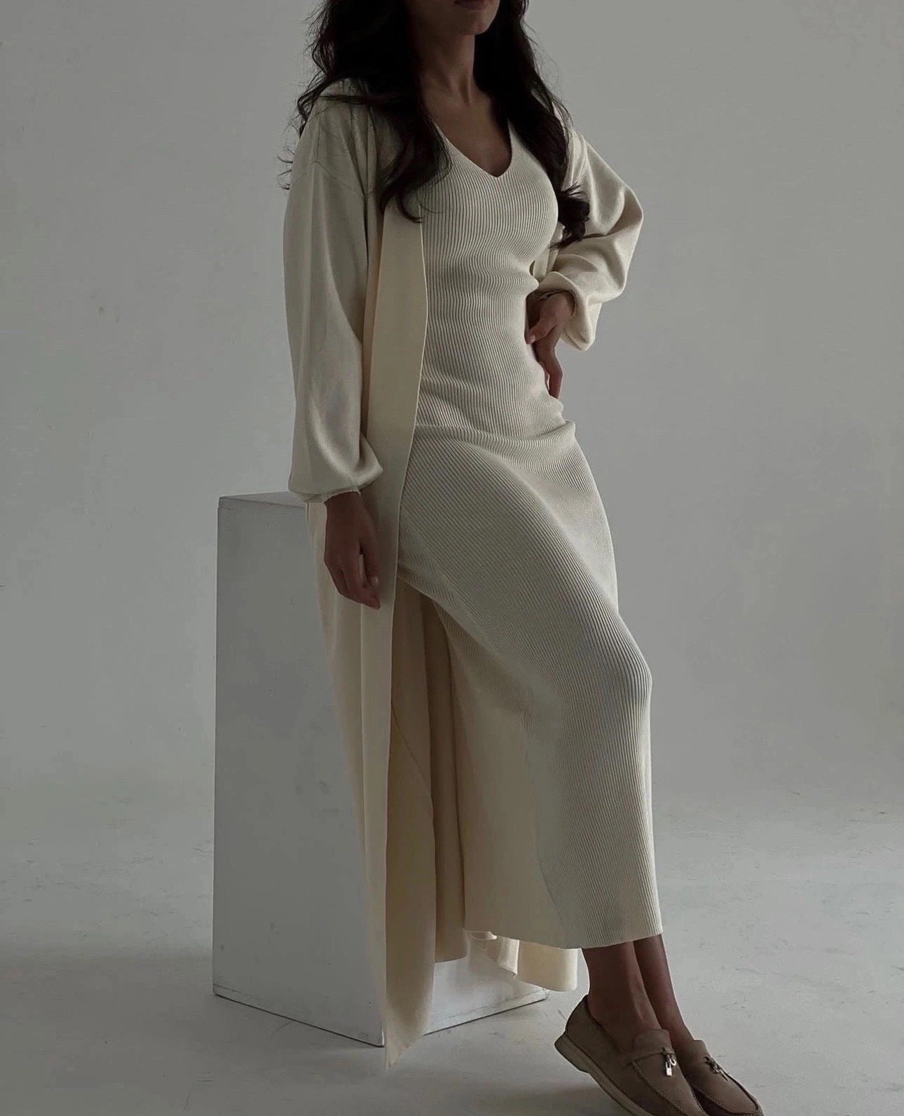 Women Fall Solid knitting Dress Set 5