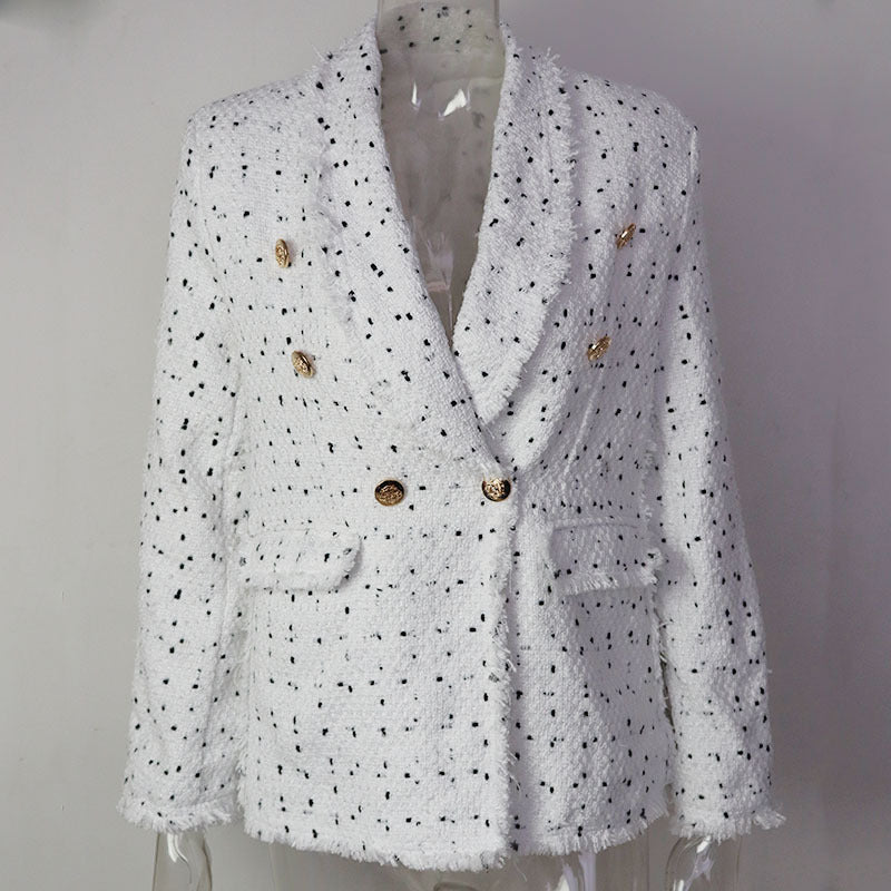 Women Autumn and Winter Turndown Collar Double-Breasted Blazer 22