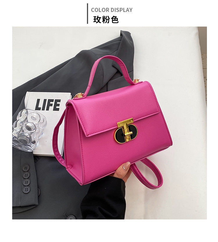 women's lock shoulder Messenger bag solid color small bag 3