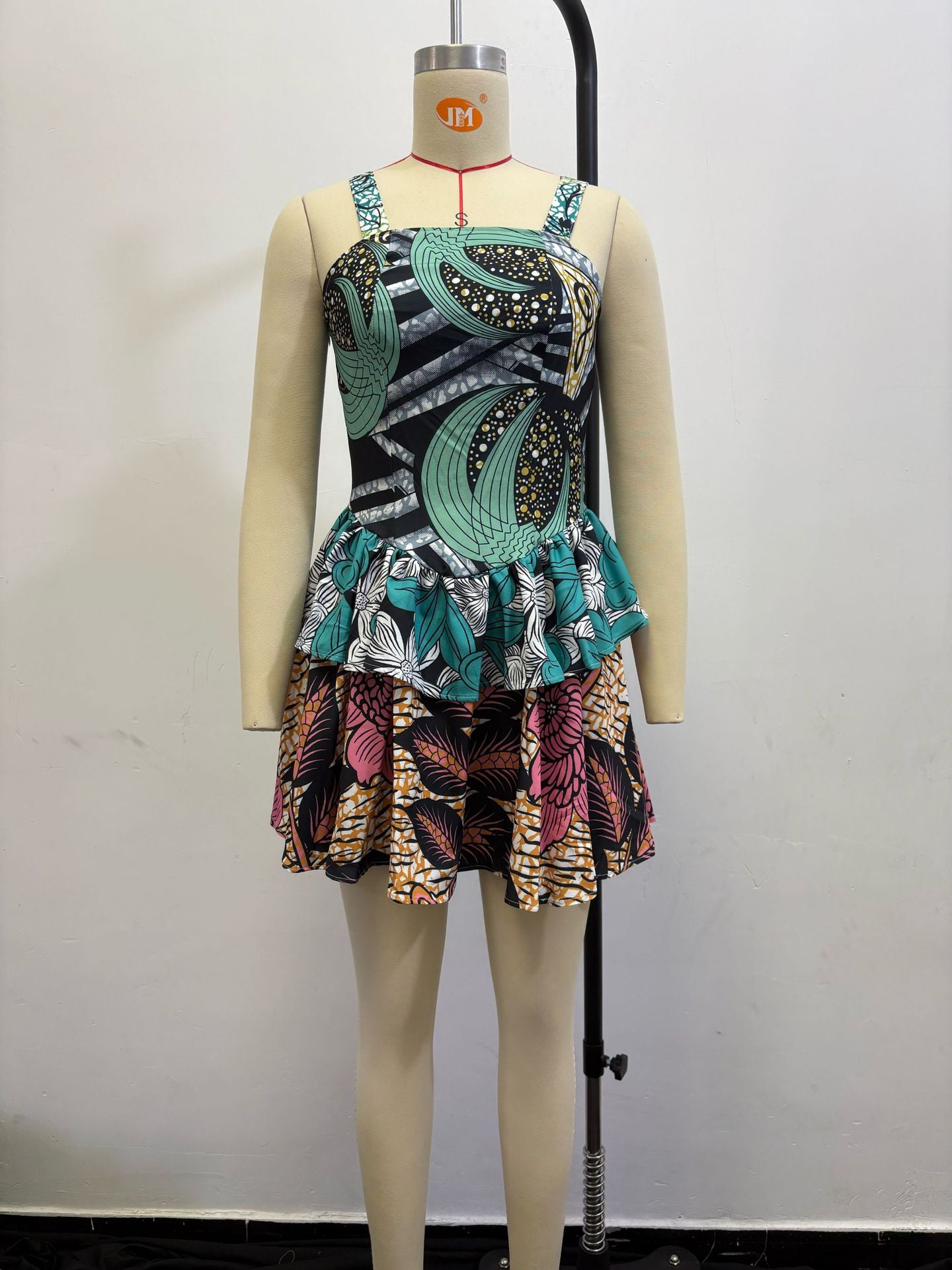 Women Summer Printed Suspender Mini Dress 9