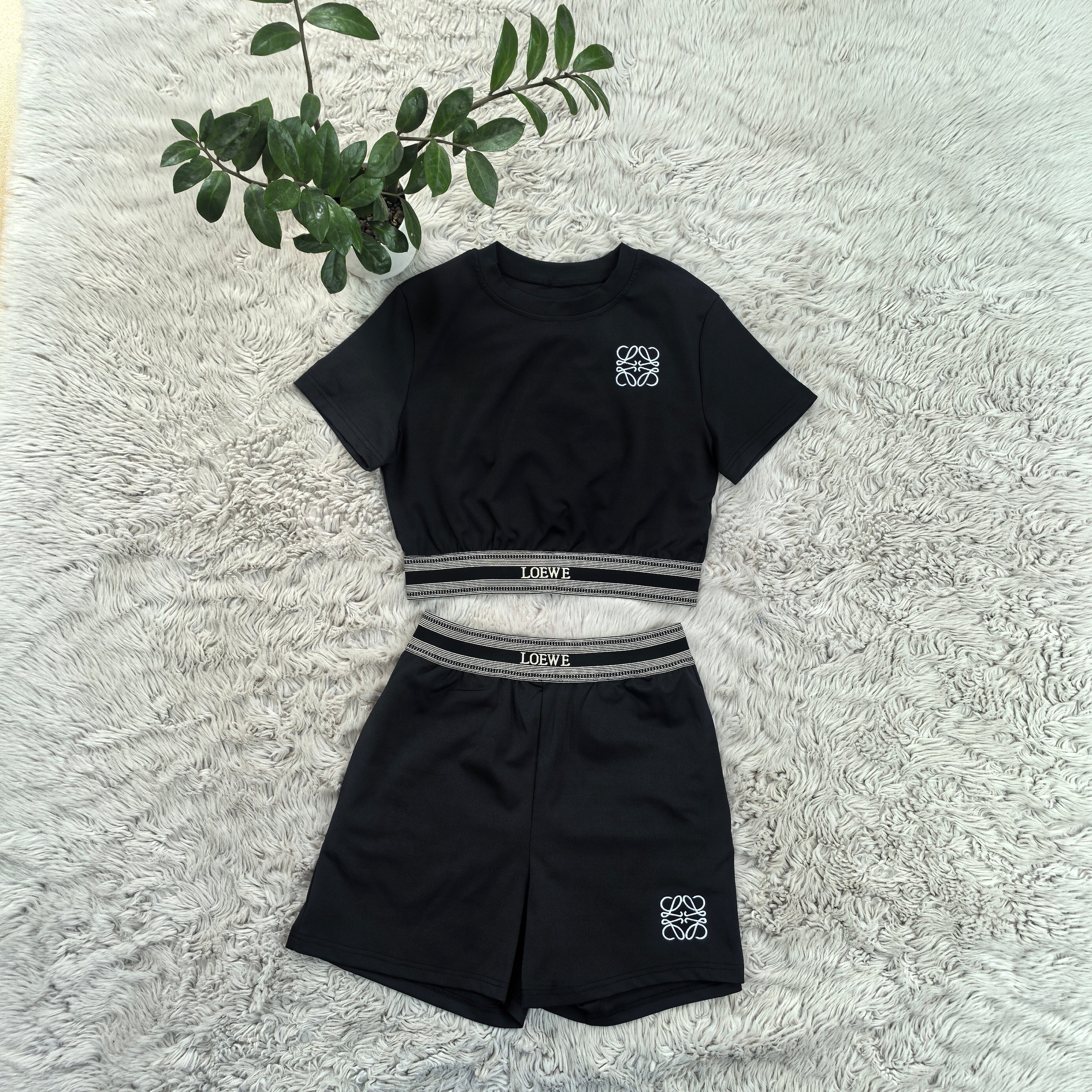 Women summer casual crop sports short-sleeved top and shorts two-piece set 6