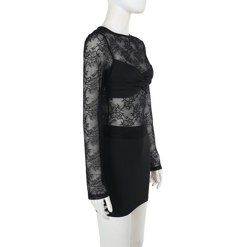 Women autumn lace Top and Skirt Two Piece Set 7