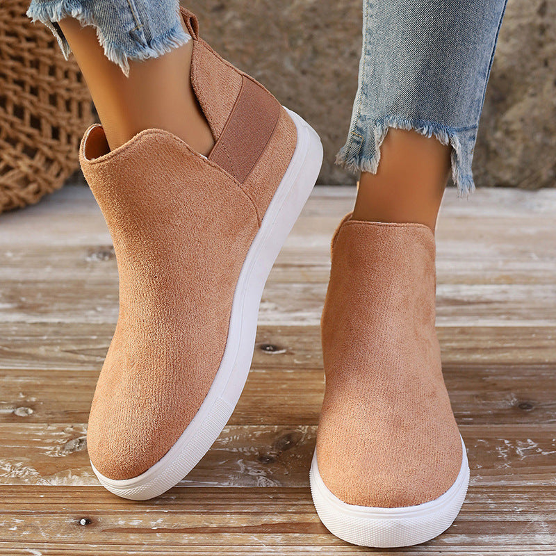 Plus Size Women's Shoes Suede Elastic Slip-On Casual Sneakers Sports Fashion Shoes