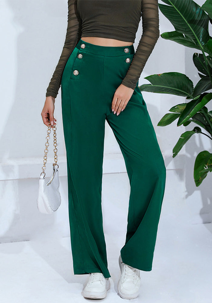 Women loose straight wide leg suit pants