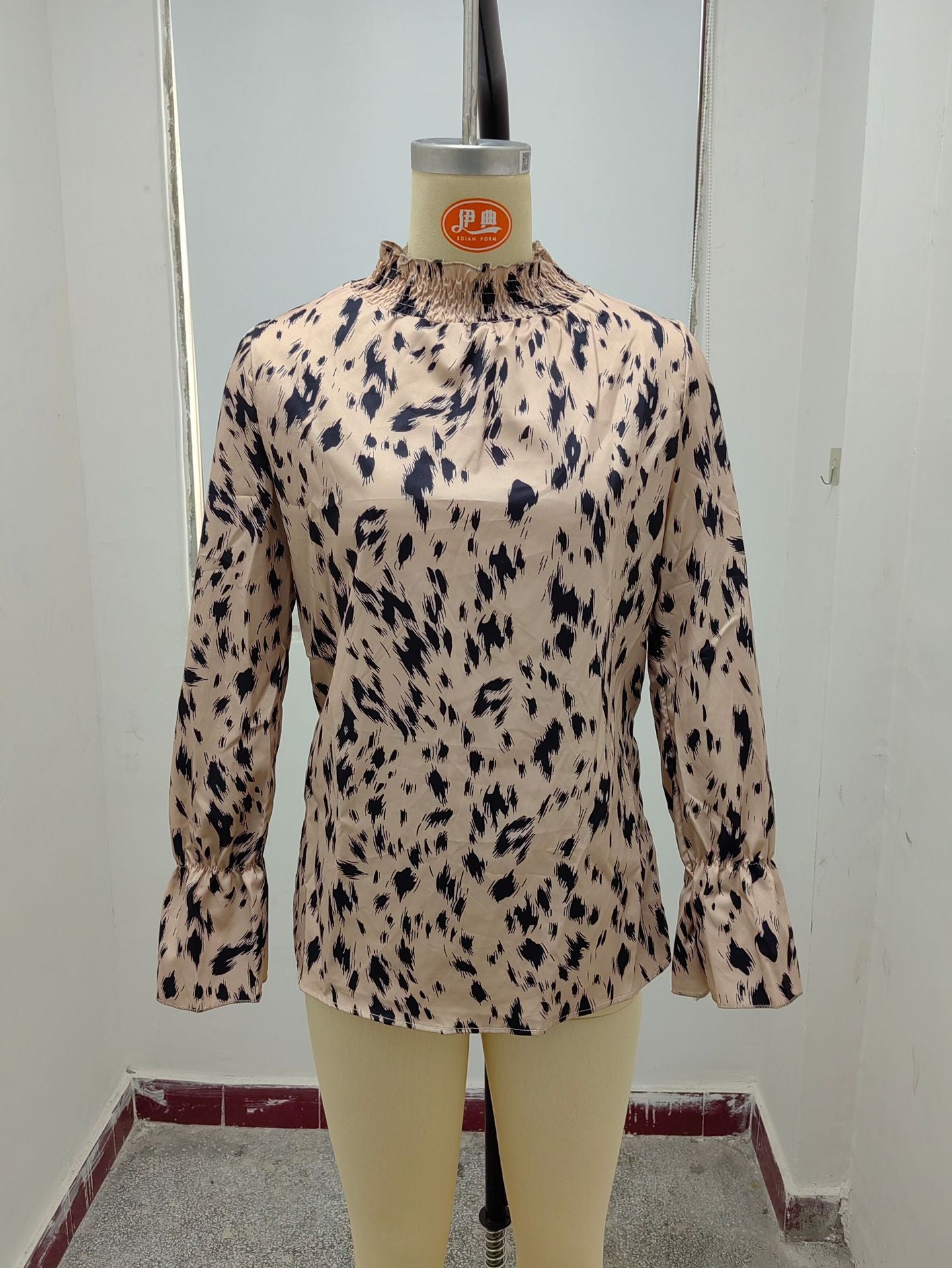 Women Autumn and Winter Chic Long Sleeve Half Turtle Collar Loose Shirt 20