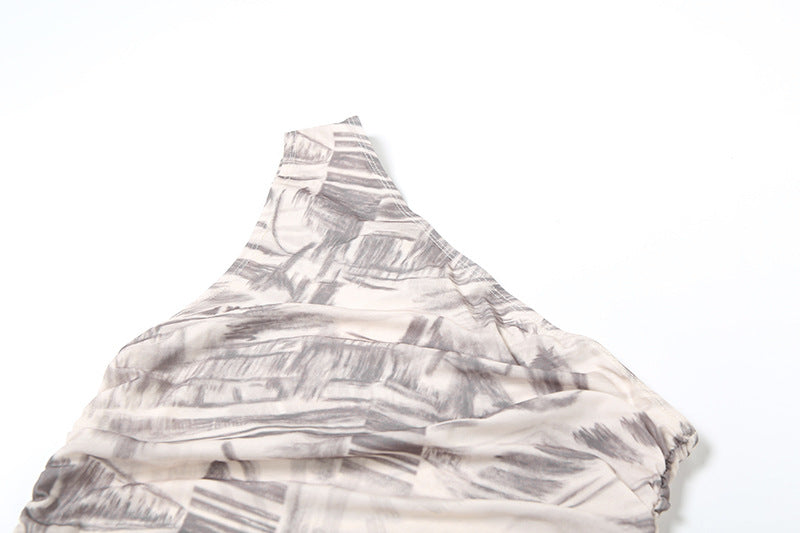 Women's Spring Fashion Chic Slim Sexy Slash Shoulder Print Bodycon Dress 11