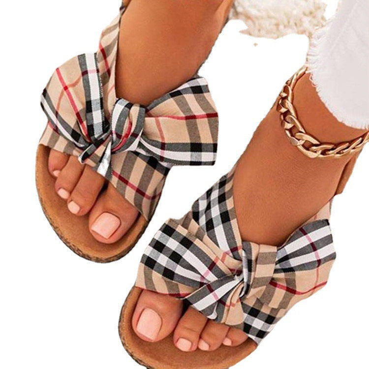 Slippers women's summer Outdoor Wear summer bow home shoes women's flat heel sandals beach slippers 6