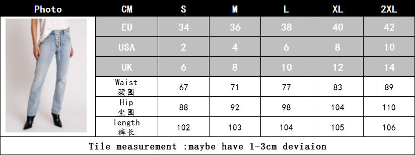 Women High Waist Washed Casual Style Denim Pants 7