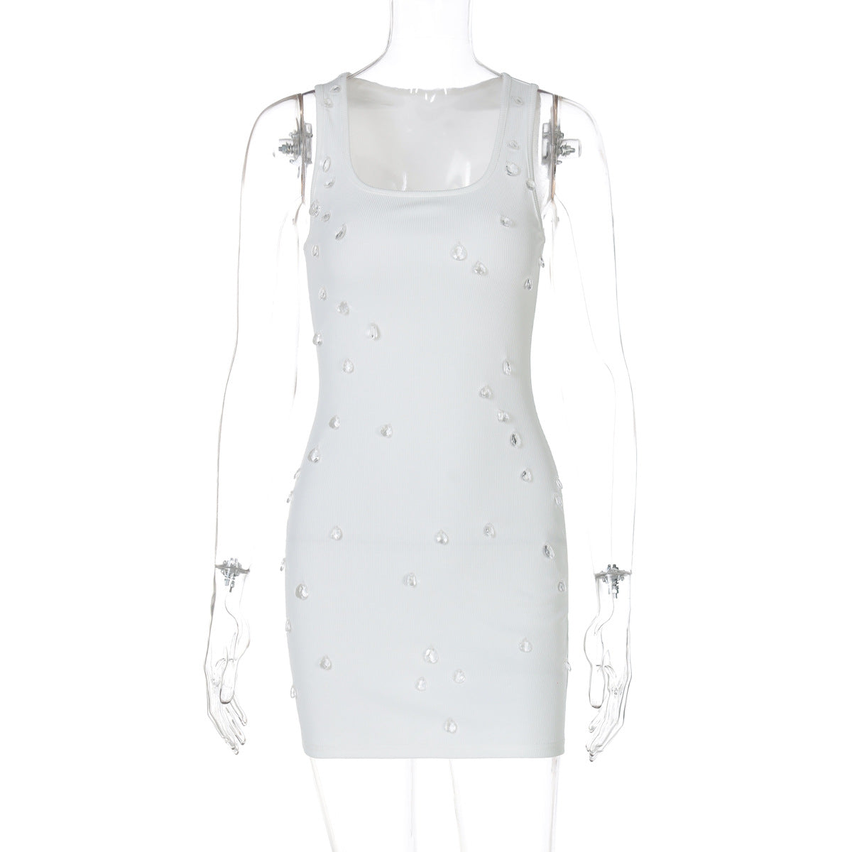 Women's summer fashion Style slim Slim Fit Beaded Sleeveless Bodycon Dress 7