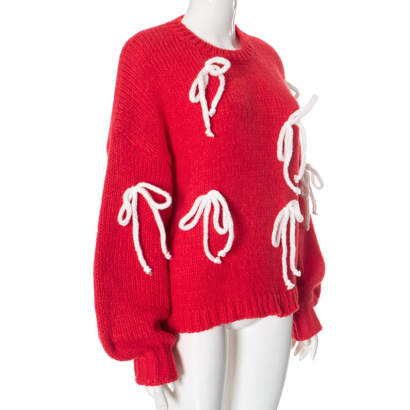 Christmas Women retro lace top sweater 9
