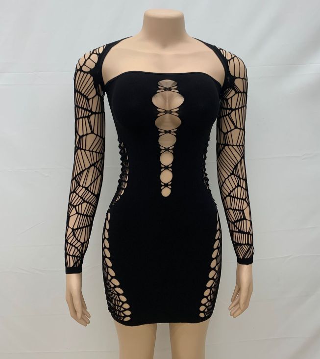 Women Solid Square Neck Hollow Sexy Bodycon Dress 5