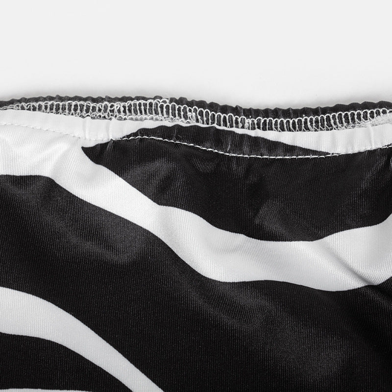 Fall Zebra Print Long Sleeve Tie Crop Top Slit Skirt Two Piece Set 10