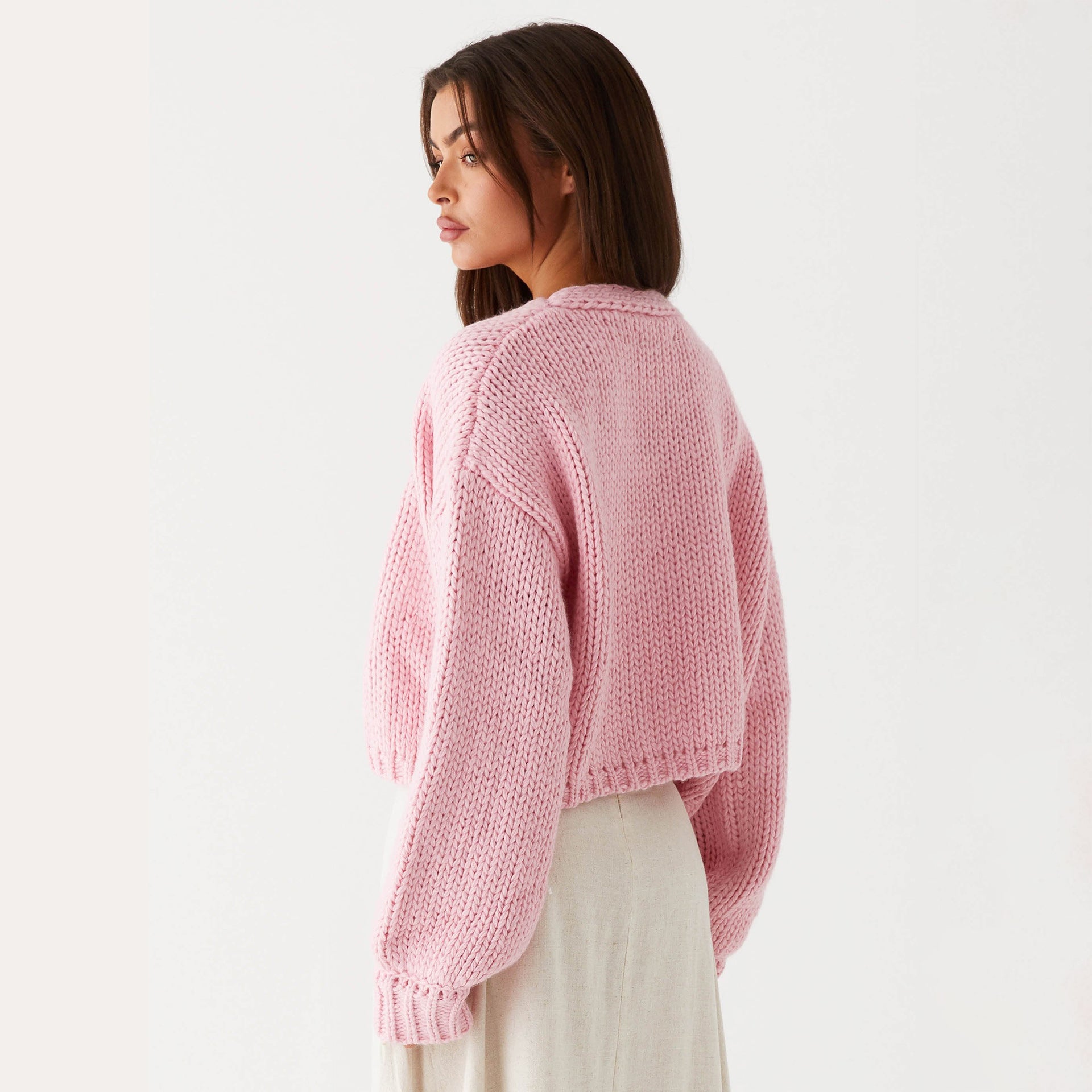 Fashion Autumn Winter Women Casual Solid Color Cardigan Knitting Sweater Coat 7