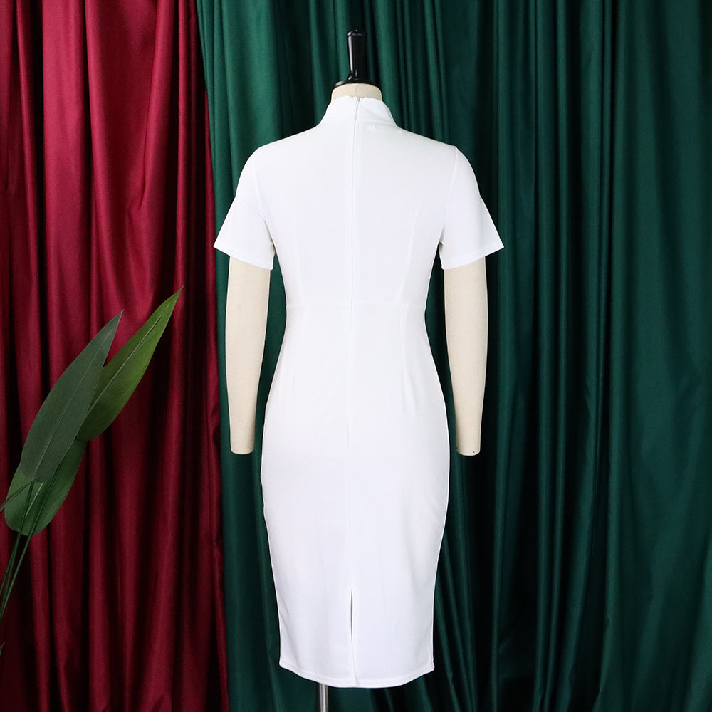 Women's Fashion Short Sleeve Lace-Up Slim Pencil Vocation Chic Dress 23