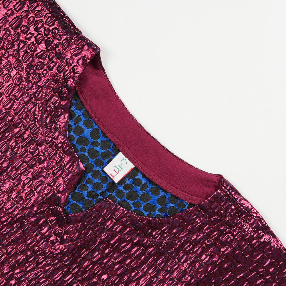 Plus Size African Women Bat Sleeves Colorblock Dress 9