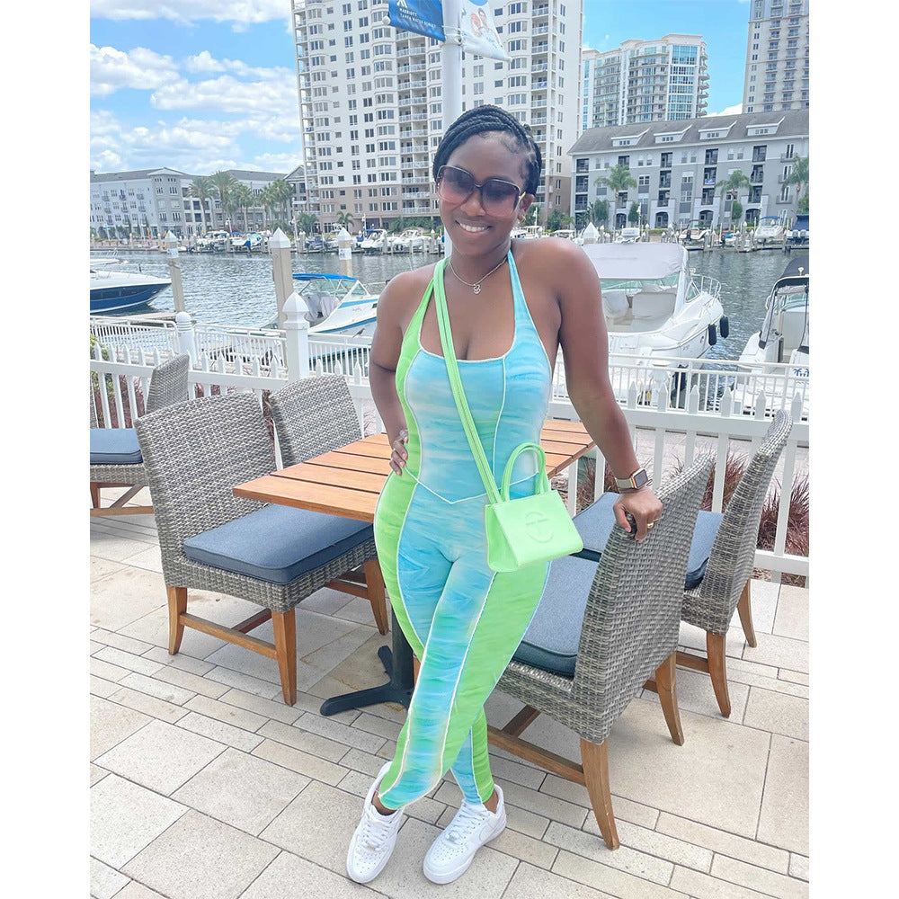 Women Summer Print Sleeveless Jumpsuit