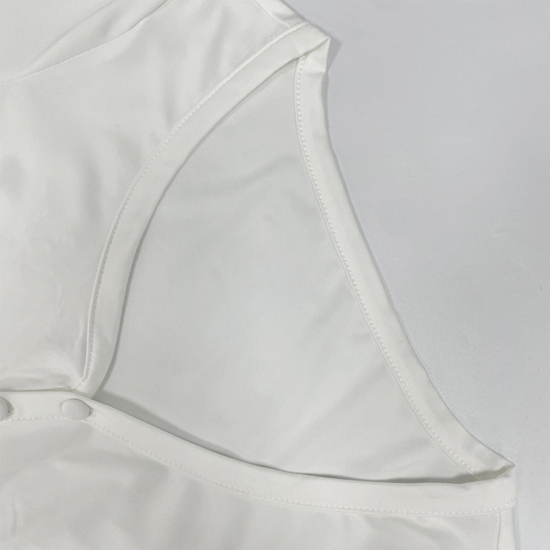 Summer Sexy Single-Button Bell Sleeve Slim Waist Mini Dress 39