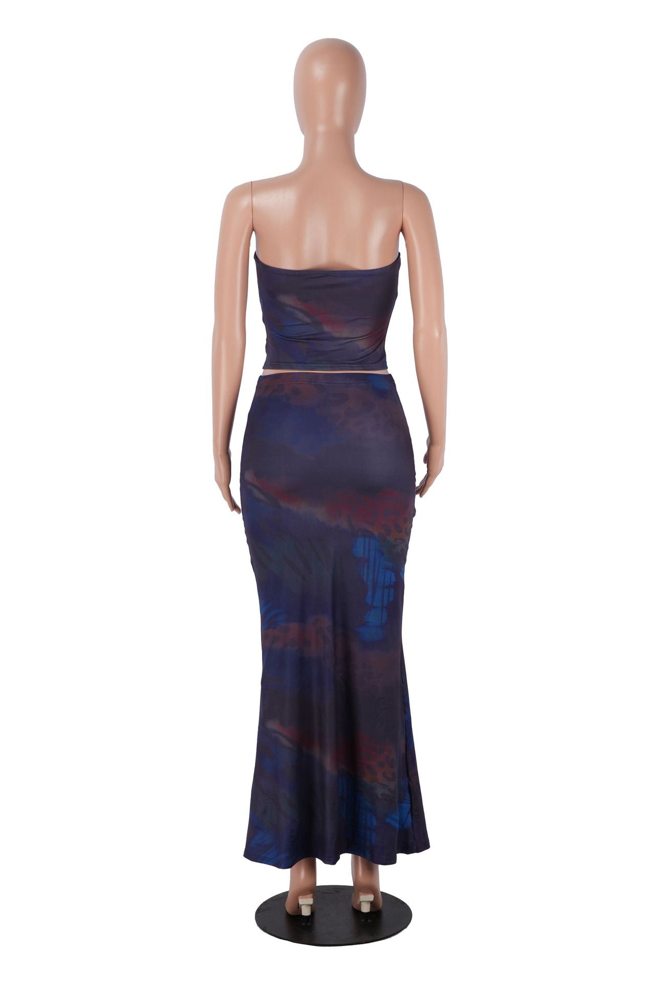 Women Summer Sexy Printed Strapless Top and Skirt Two-Piece Set 18