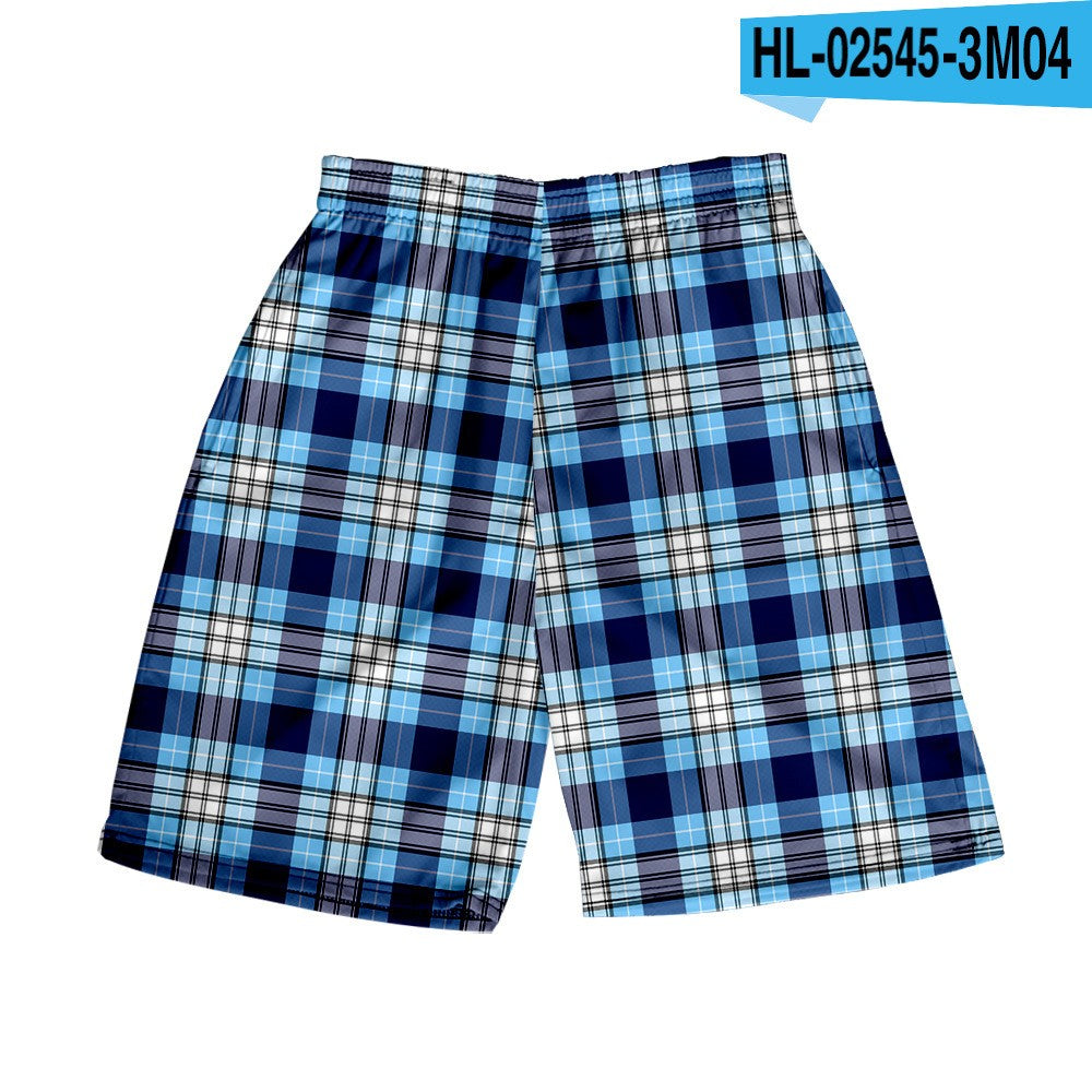 Men's Spring/Summer Hawaiian Casual Plaid Shorts 7