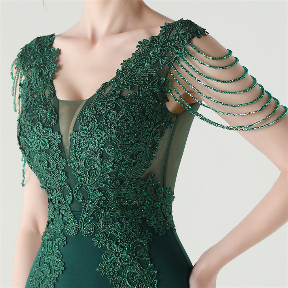 Women lace Beaded Lace-Up Formal Party evening dress 29