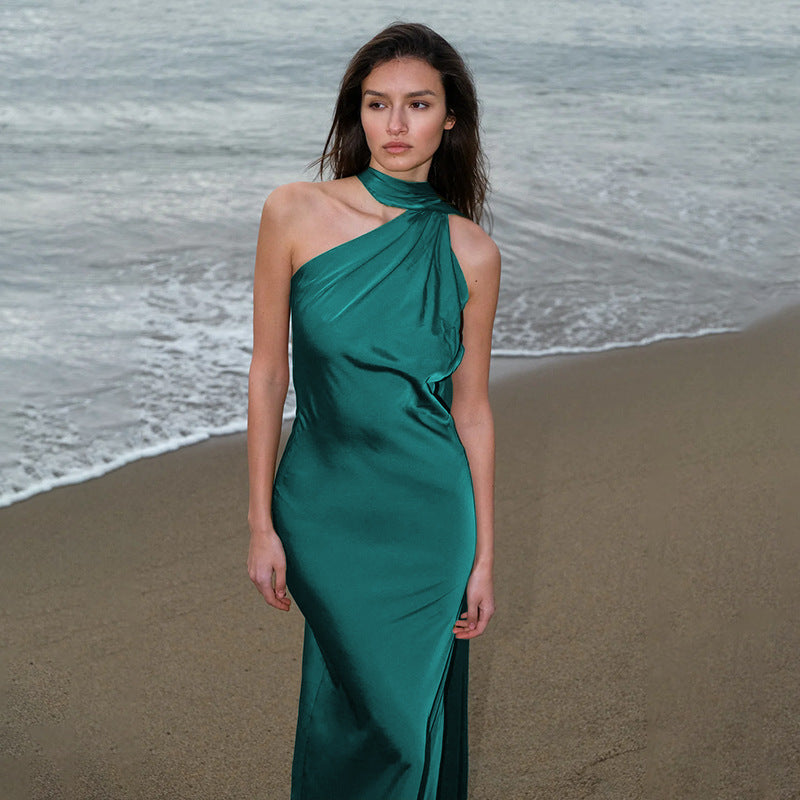 Women Sexy Halter Neck Backless Evening Dress 4