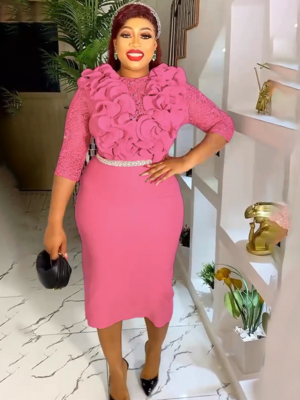 Plus Size African Women Clothing Career Bodycon Dress 8