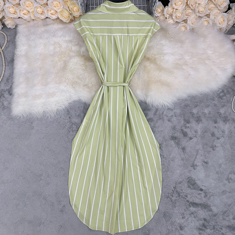 Spring Printed Turndown Collar Loose Shirt Dress 9