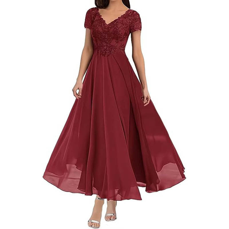 Plus Size Women V-neck Chiffon Formal Party evening dress（Processing time need 3-6 days） 7