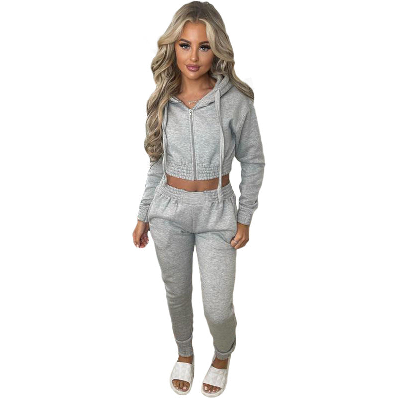 Women fleece Hoodies and Pant Casual two-piece set 12