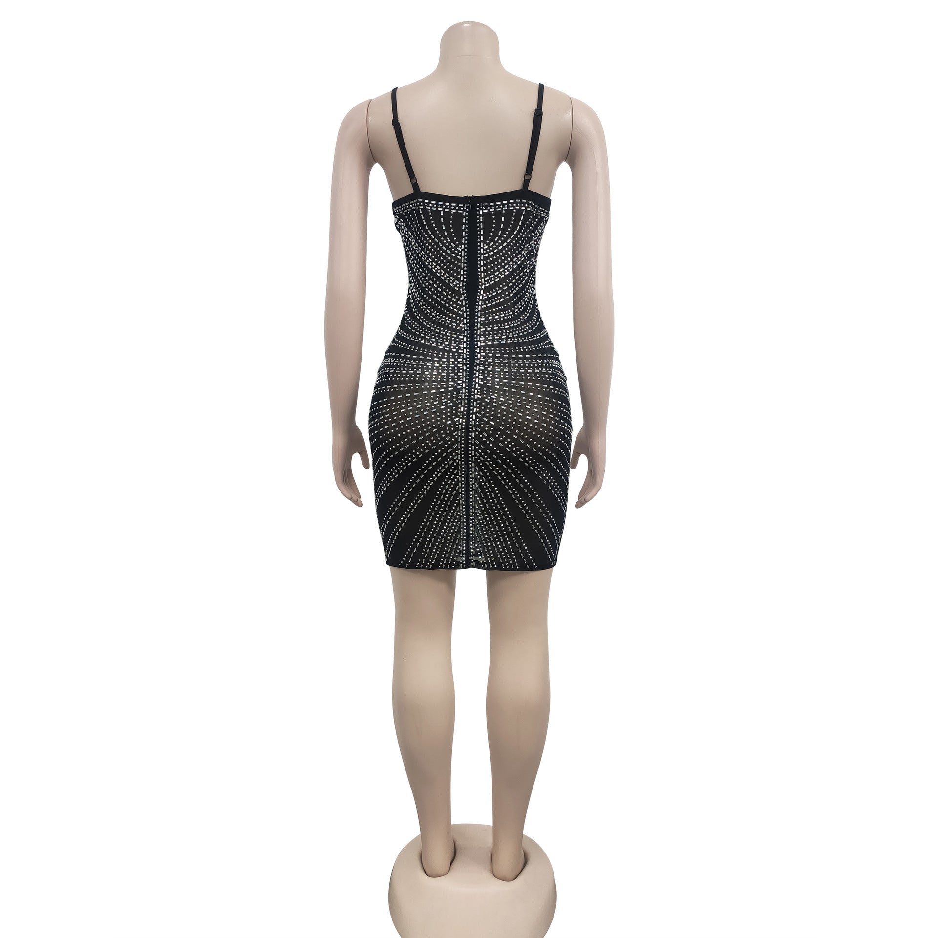 Women's Fashion Beaded Mesh straps Sleeveless club Dress 28