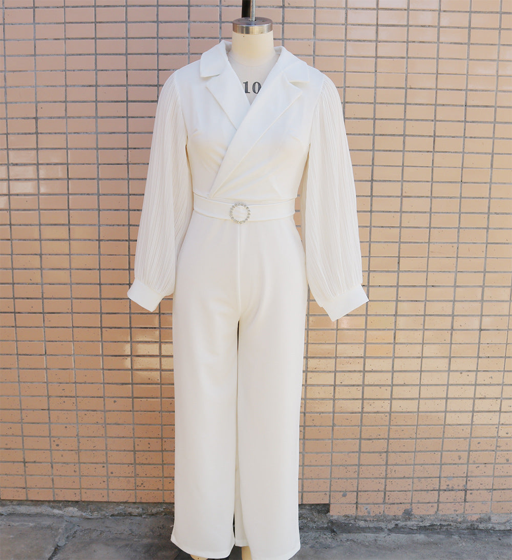 Autumn And Winter Chiffon Patchwork Long-Sleeved Women's Formal Jumpsuit 8