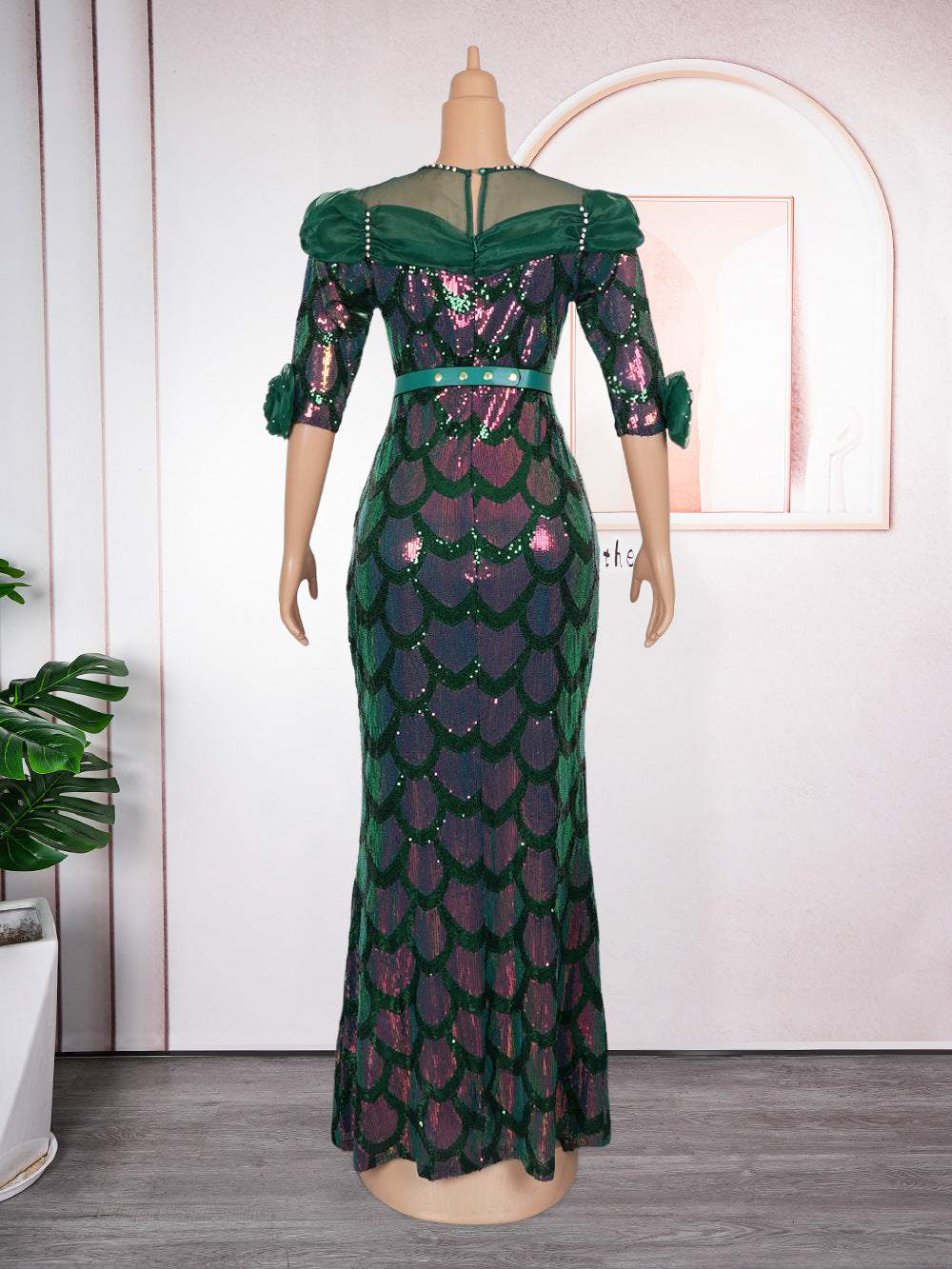 Plus Size Women Sequin Party Fishtail Dress 17