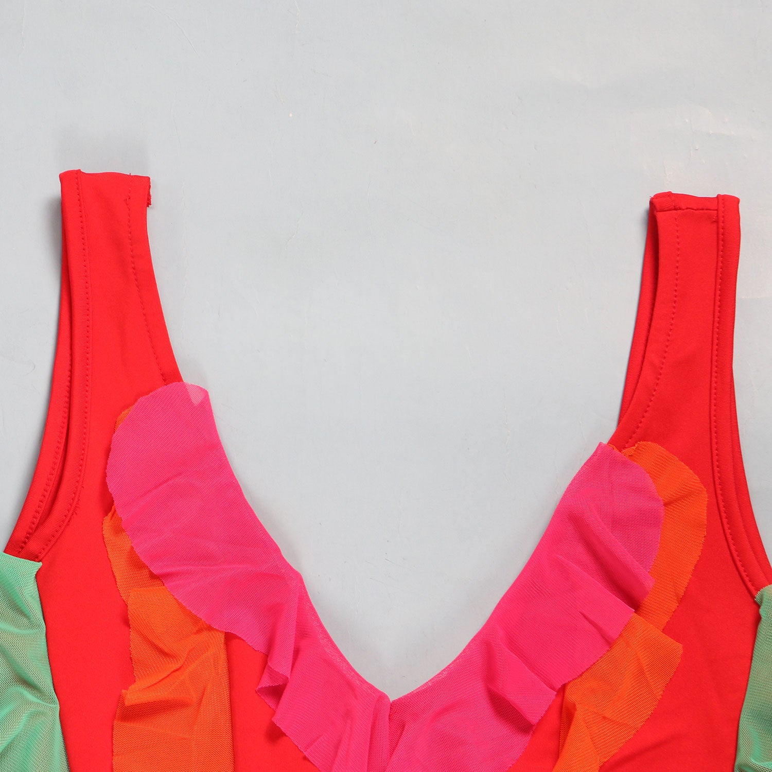 Women Contrasting Ruffles Line Irregular Mini Dress 52