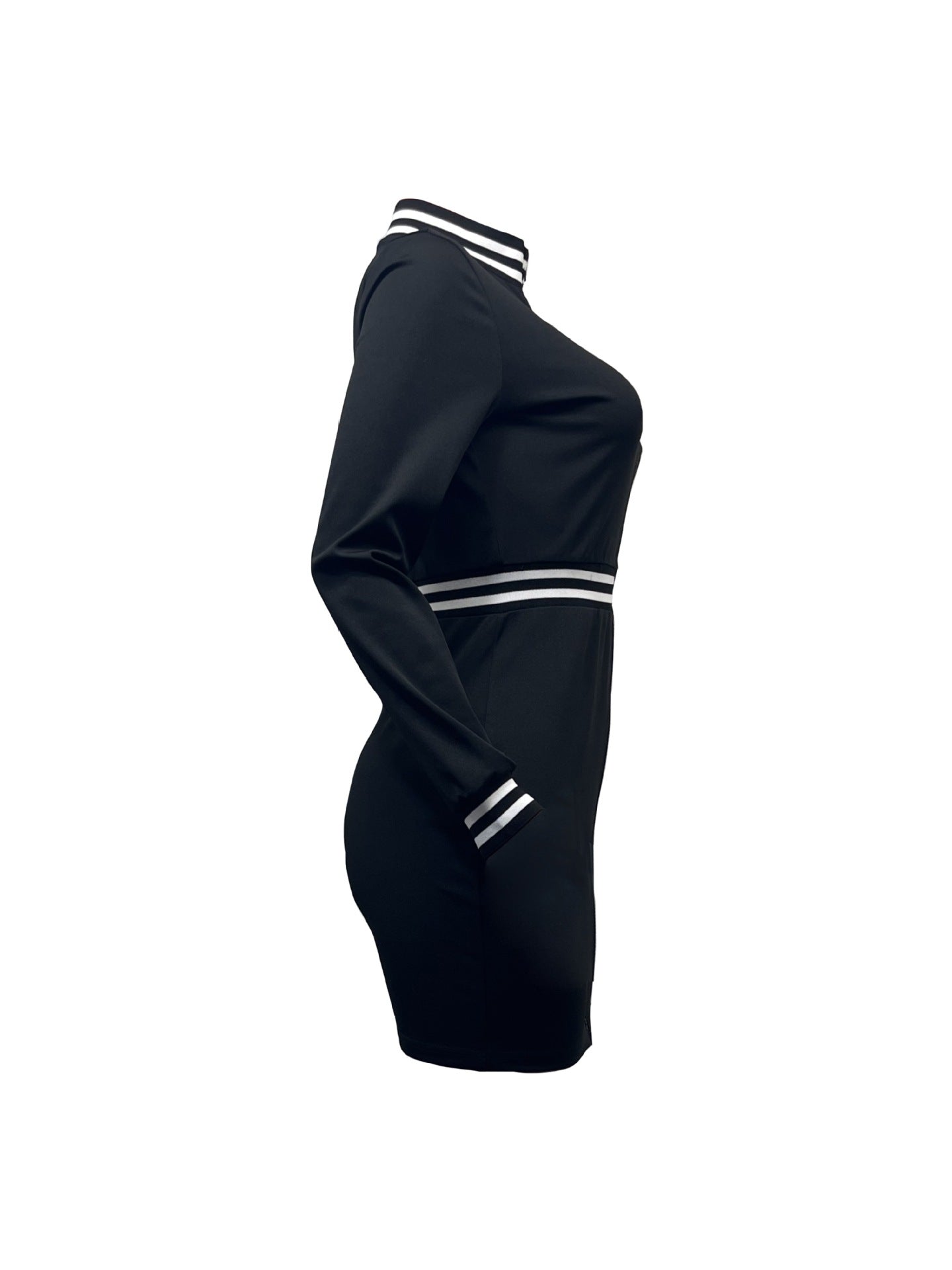 Women Sexy Letter Embroidered Zipper Long Sleeve Dress 6