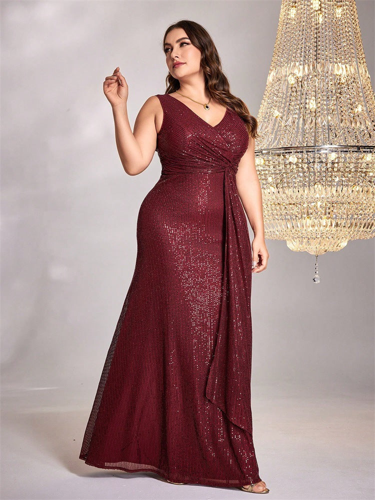 Plus Size Women long sleeve v-neck fishtail formal party evening dress 6