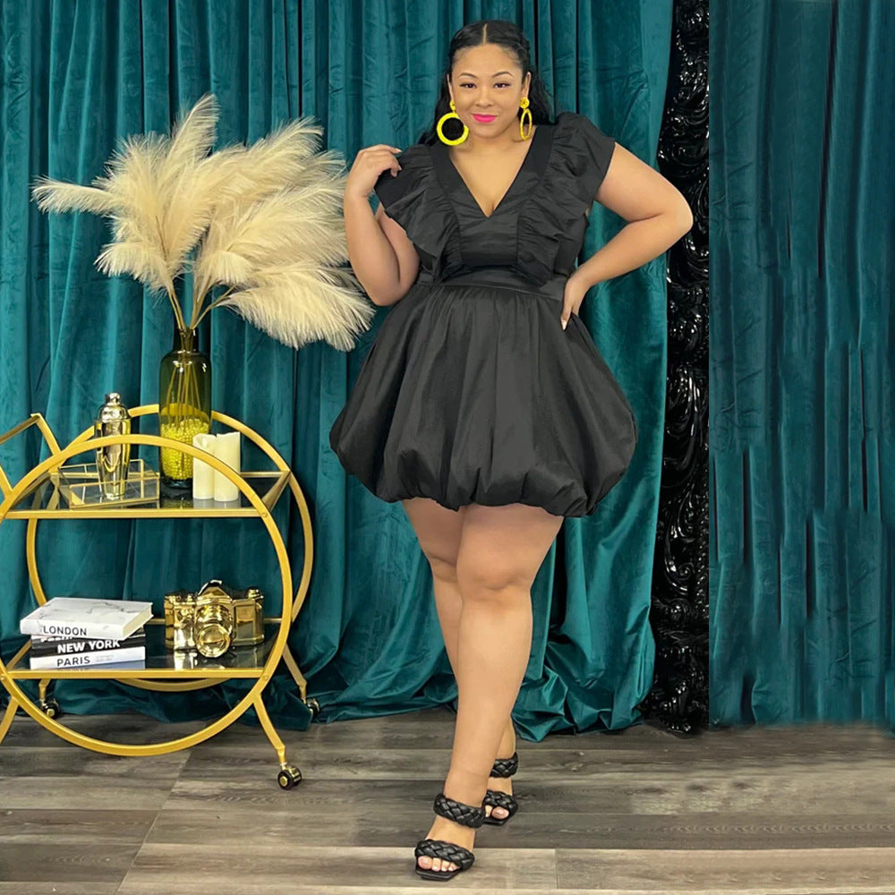 WomenVintage French V Neck Slim Sleeveless Dress 3