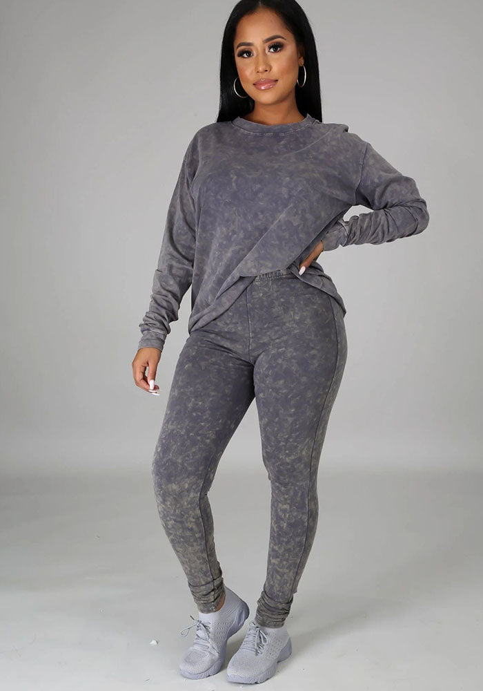 Women's Casual Fashion Casual Round Neck Long Sleeve Two-Piece Pants Set