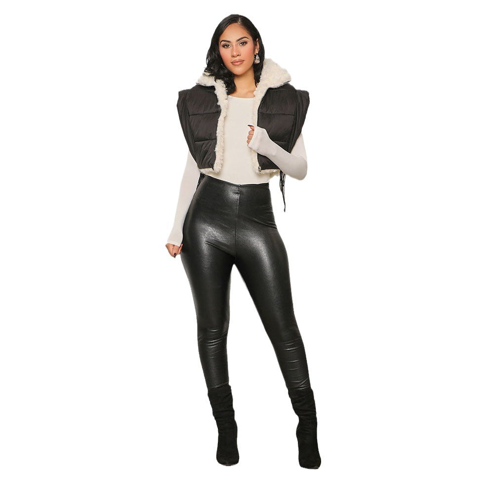 Autumn and winter solid color double-sided zipper Fleece cotton Padded vest 18