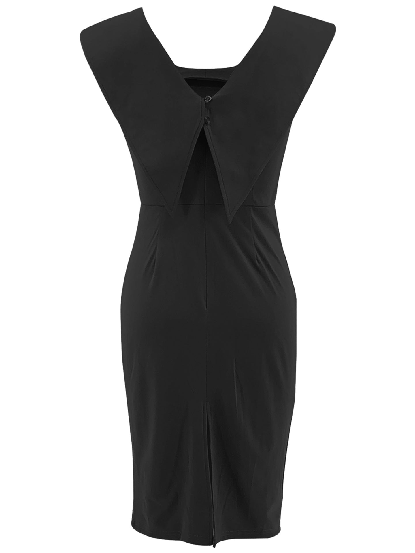 Women's Sleeveless Square Neck Zipper Slit Office Dress 13