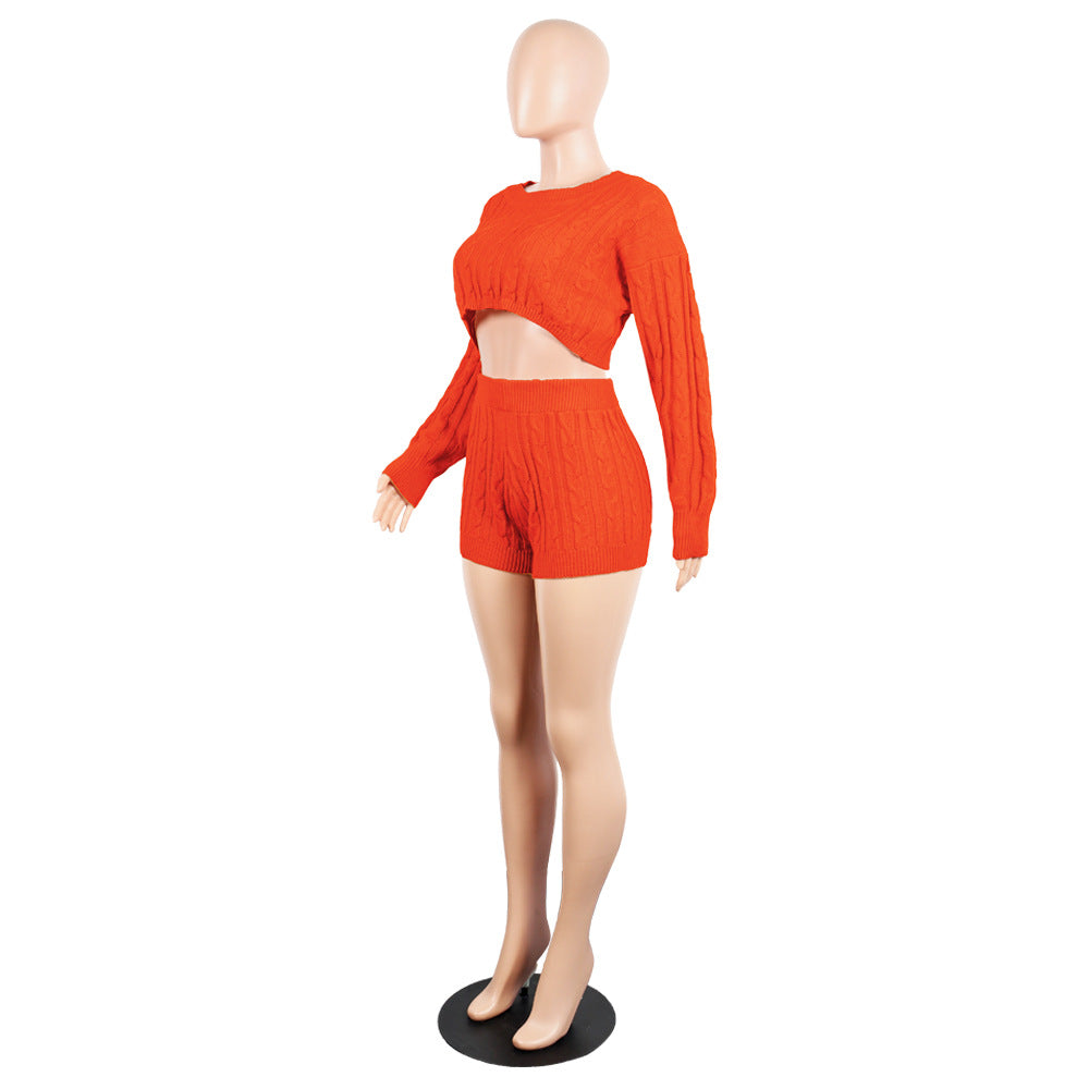 Women's Knit Sweater Shorts Nightclub Two-Piece Set 18