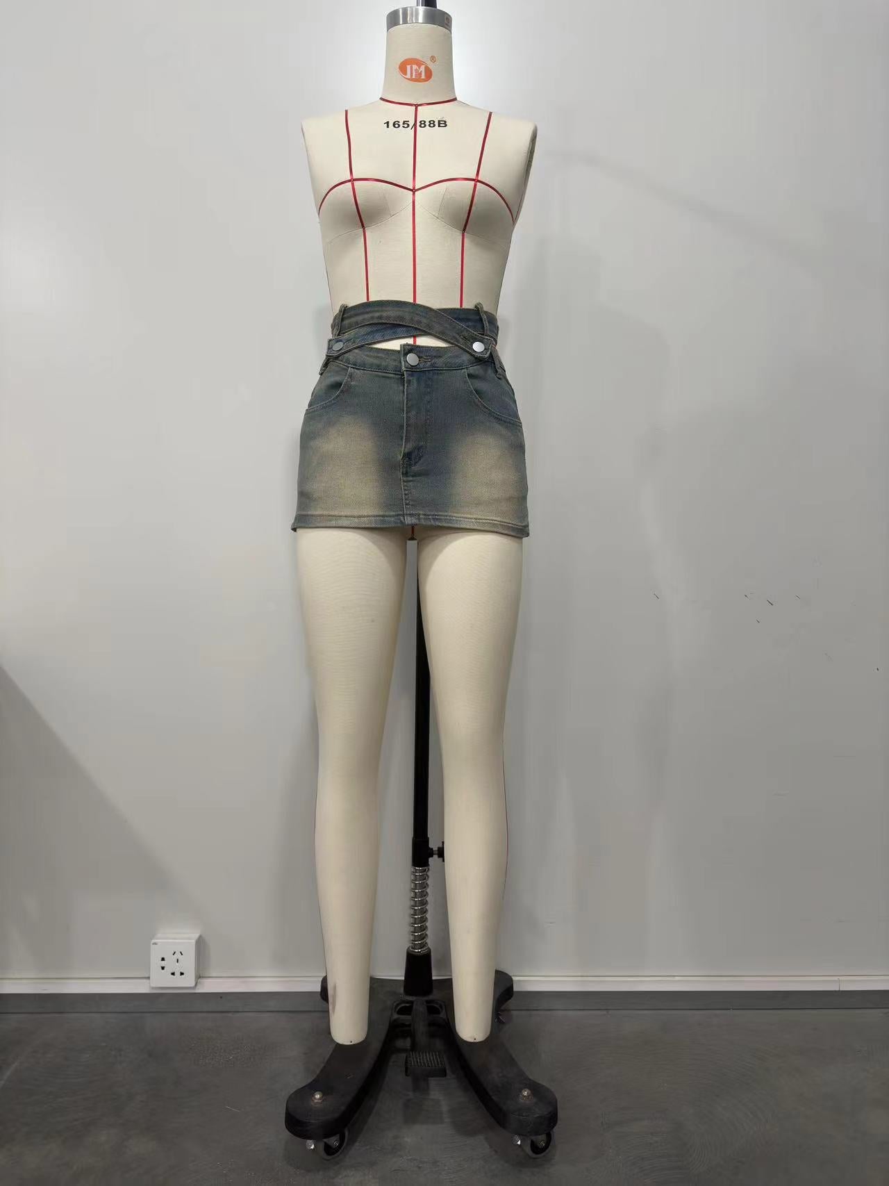 Women Bodycon Elastic Denim Mini Skirt 6