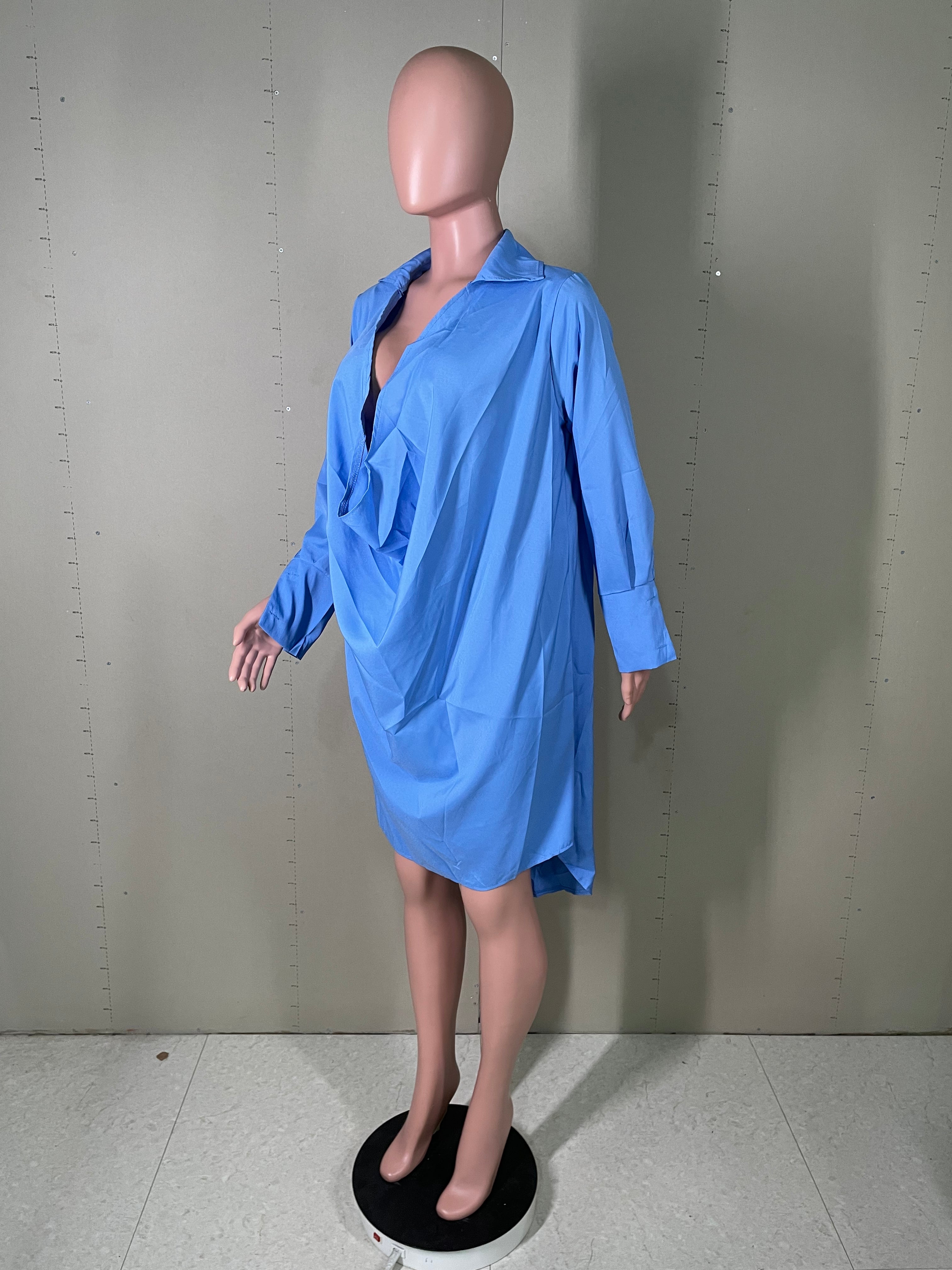 Women's nightclub low cut deep v sexy solid color dress 24