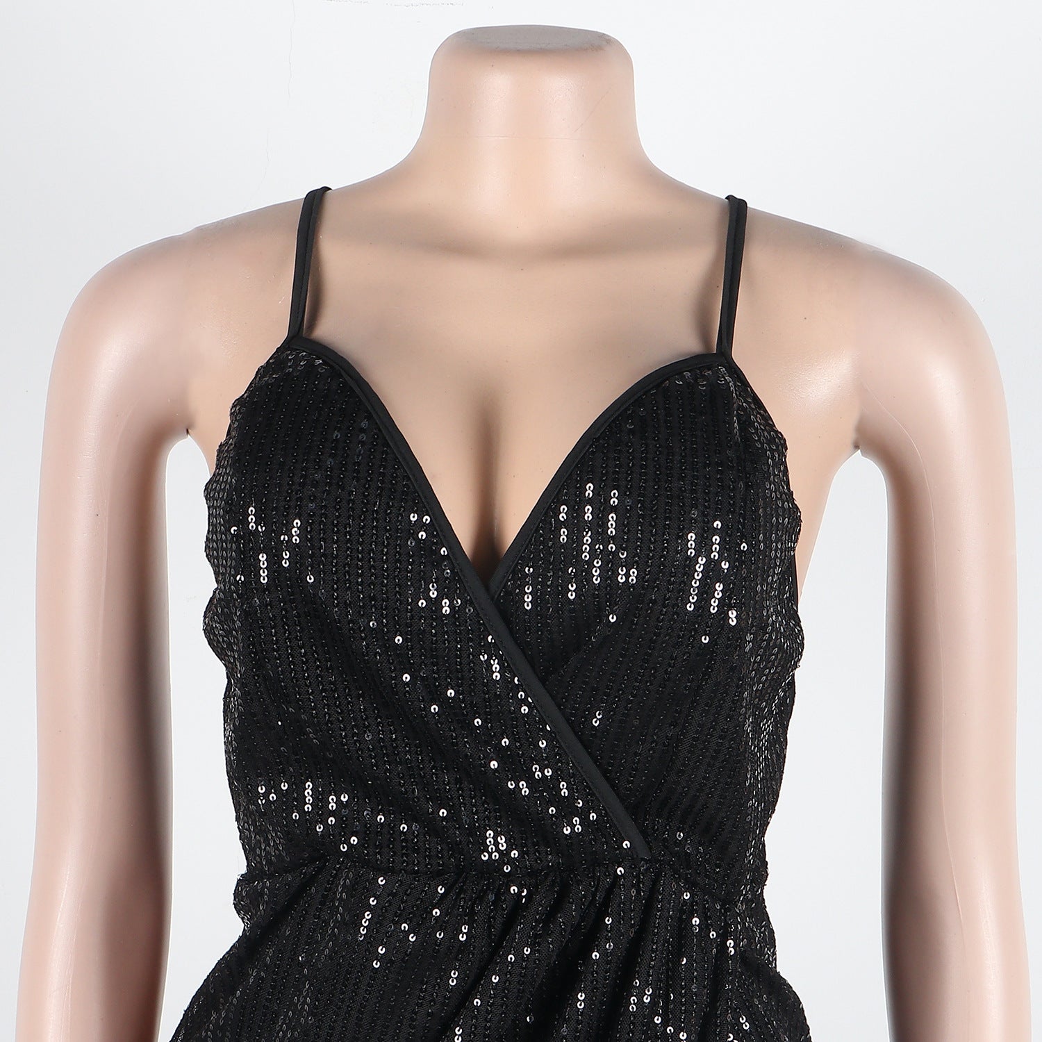 Sexy sequin strap slit dress nightclub dress 15