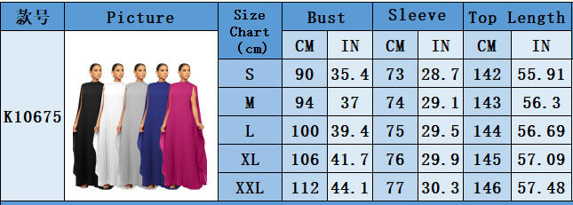 Fashion Women's Solid Color Chiffon Long Pleated Dress 10