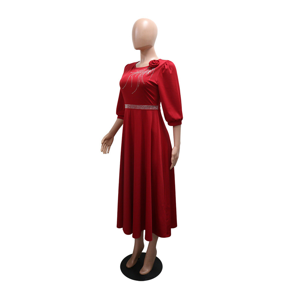 Women Round Neck Half-Sleeve Dress 4