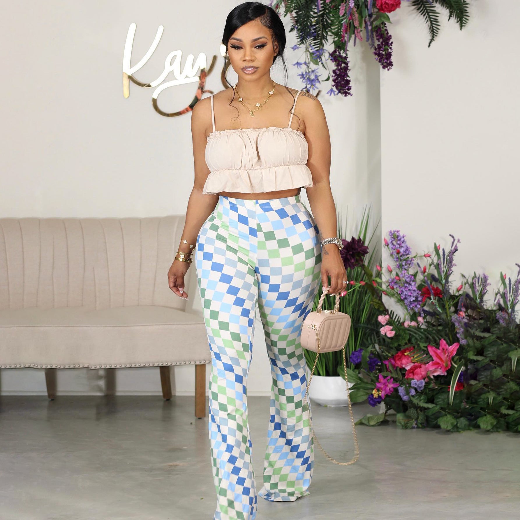 Summer Women's Bodycon Floral Sexy Bell Bottom Pants 13