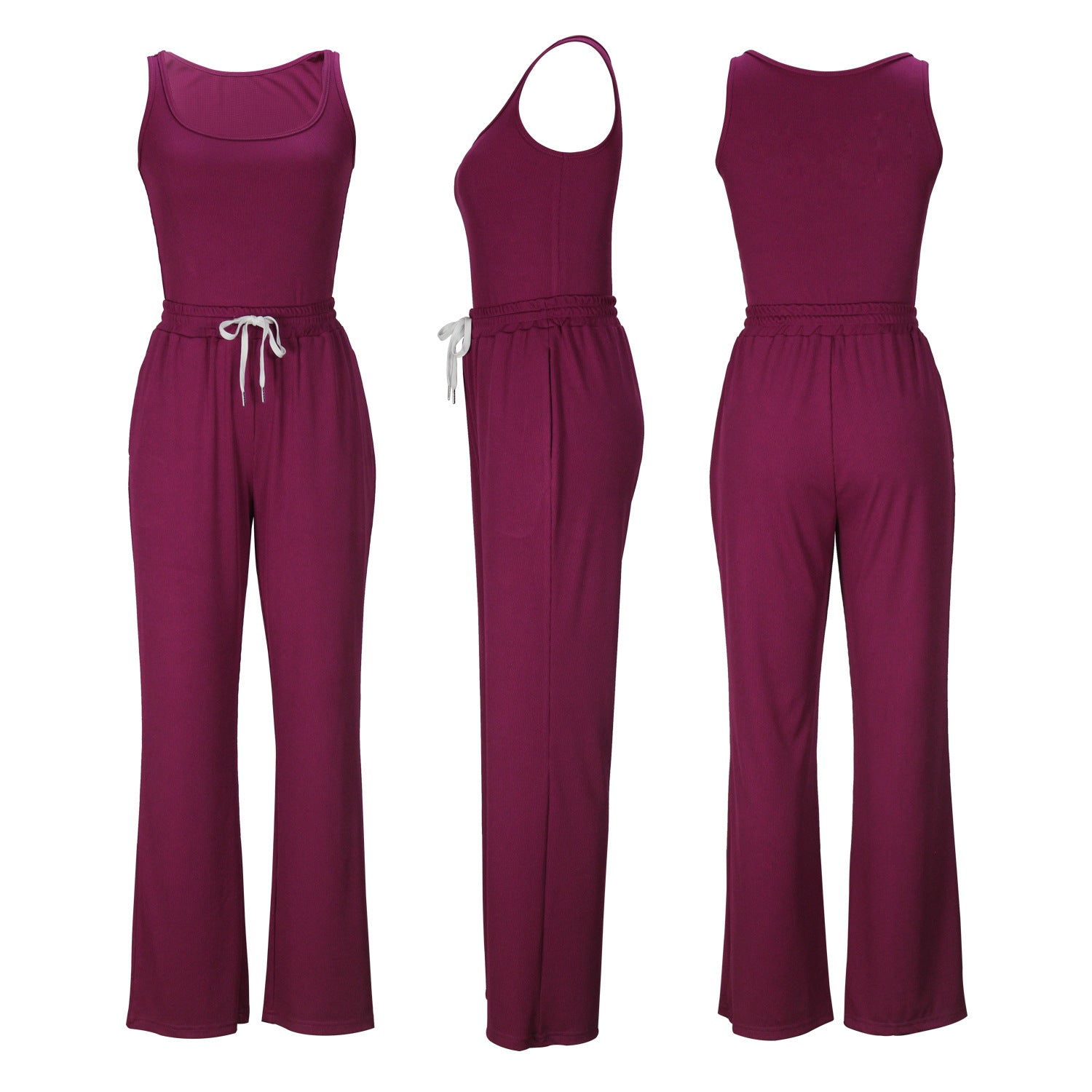 Women sexy tank top and belted Pants Casual two-piece set 11