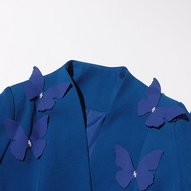 Women Elegant Butterfly Blazer Jacket + Pleated Skirt Two-piece Set 17
