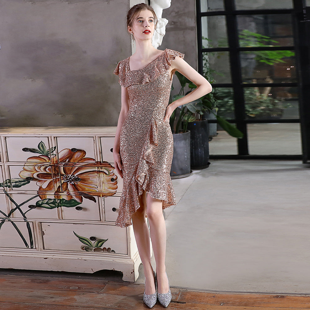 Plus Size Women Sequin Formal Party Midi Evening Dress 4