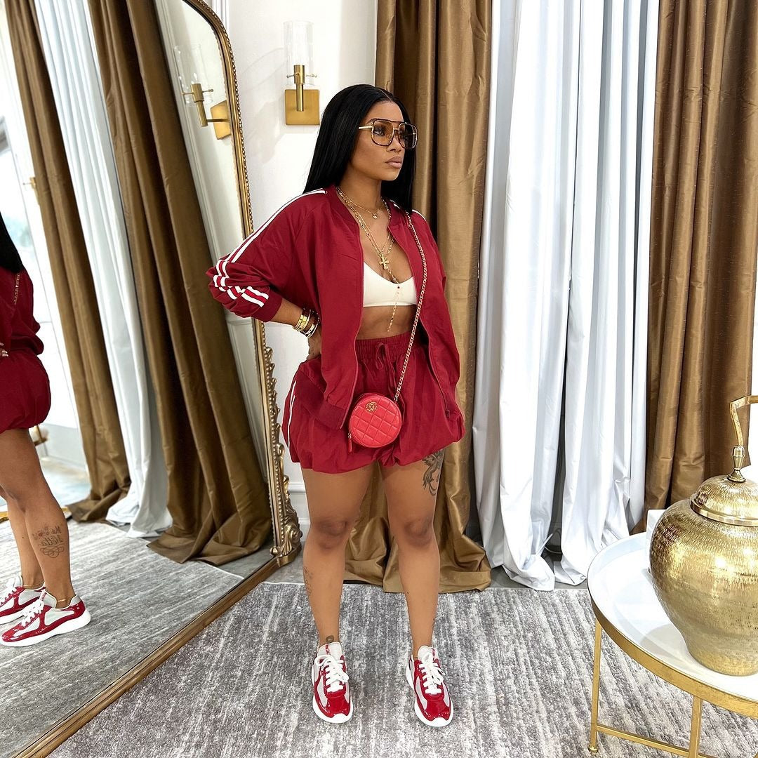 Women Spring Summer Turndown Collar Coat and Skirt Two-Piece Set